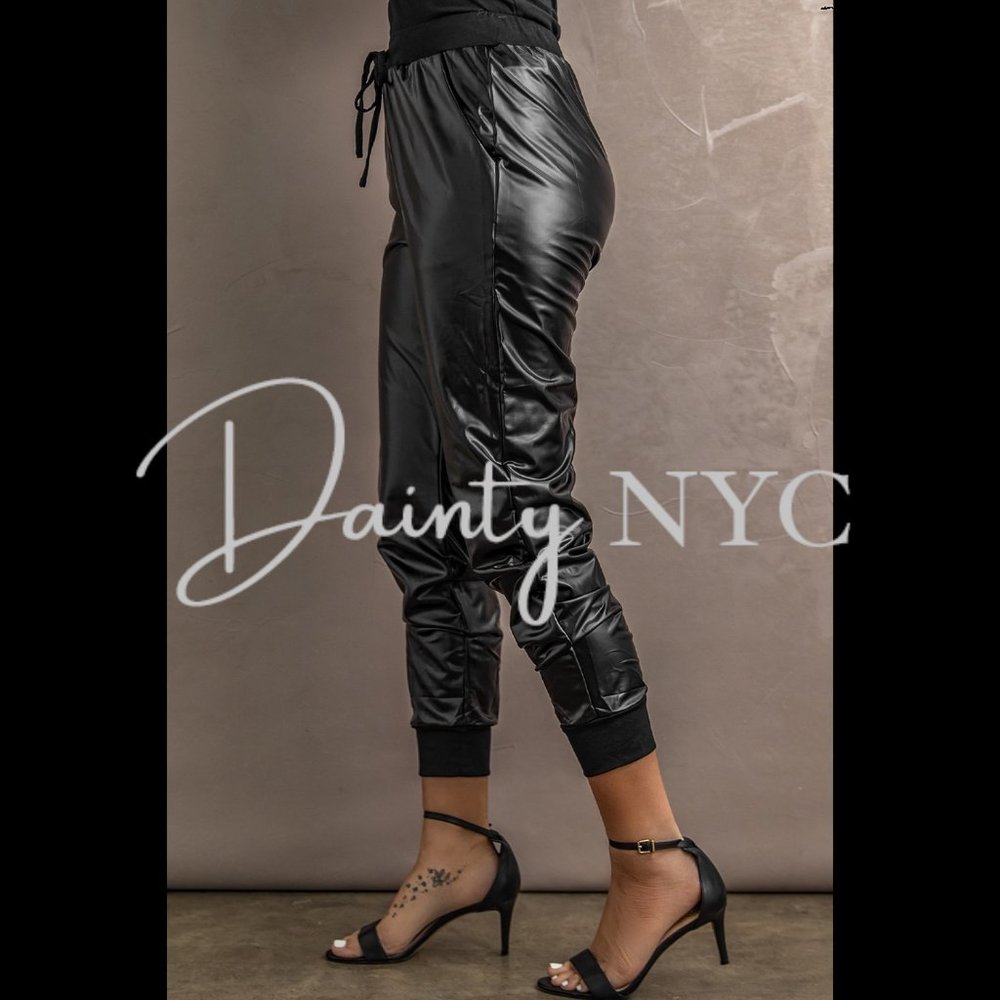 Faux Leather Joggers - Picture 4 of 9